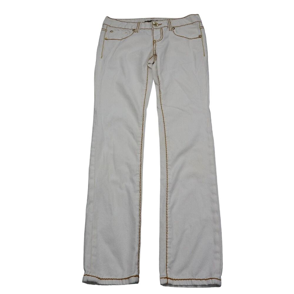 Ad Hoc Pants Womens M White Denim Flat Front Straight Low Rise Pockets Jeans